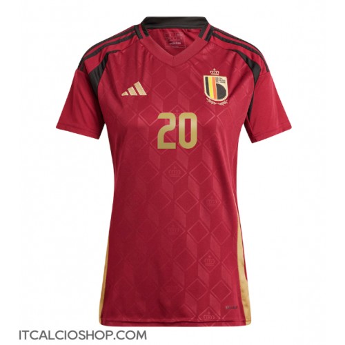 Belgio Lois Openda #20 Prima Maglia Femmina Europei 2024 Manica Corta